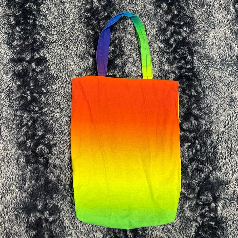 Handmade Rainbow Print Lined Book Travel Grocery Mini Tote Bag